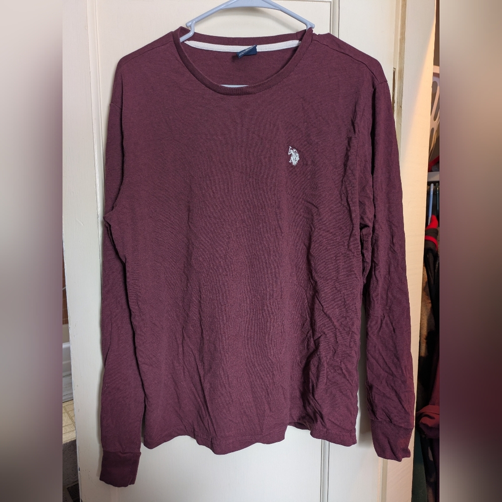 Burgundy Long Sleeve Polo Shirt